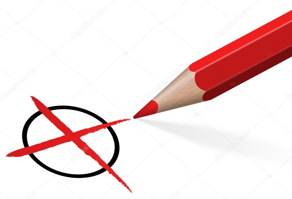 pencil with red cross