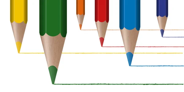Lápis coloridos desenhar linhas — Vetor de Stock