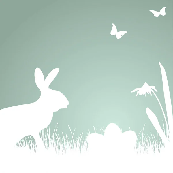 Silhueta de coelho de tempo de Páscoa — Vetor de Stock