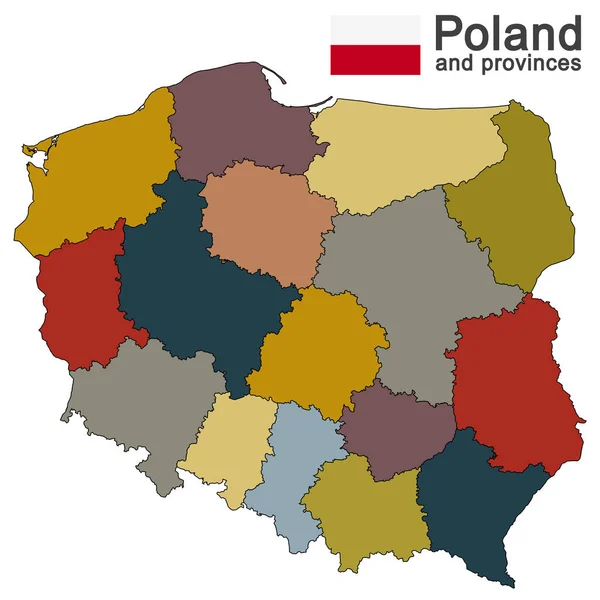 País Polonia y voivodatos — Archivo Imágenes Vectoriales