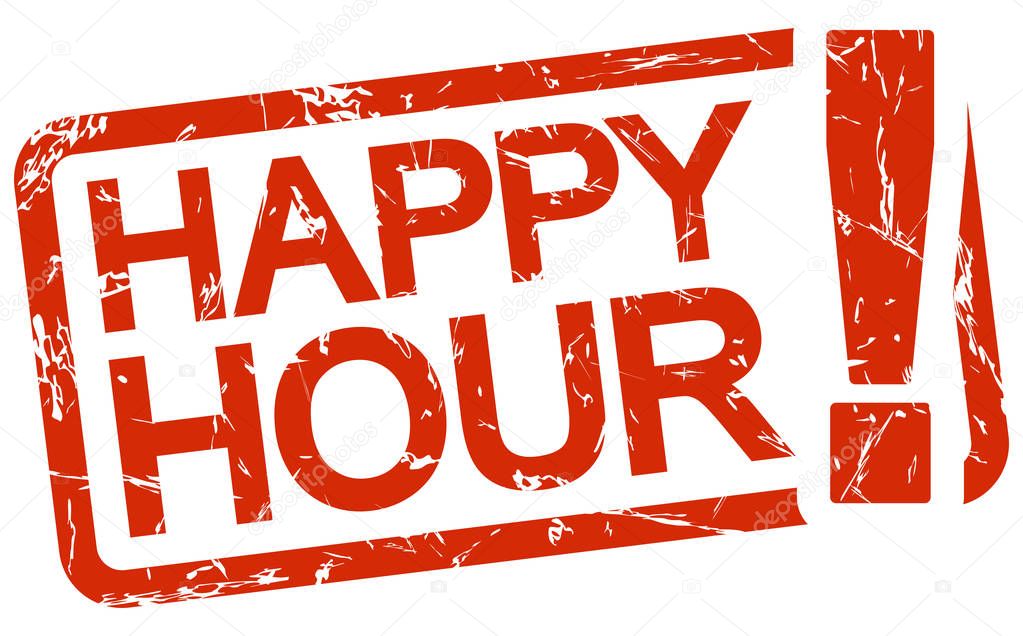 red stamp with text Happy Hour