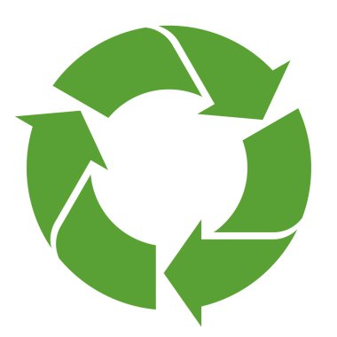 Geri dönüşüm işareti üzerine beyaz yeşil