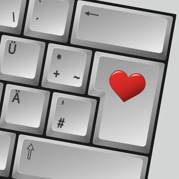 Ordinateur clavier amour — Image vectorielle