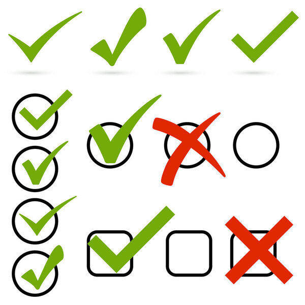 Set of checks and crosses