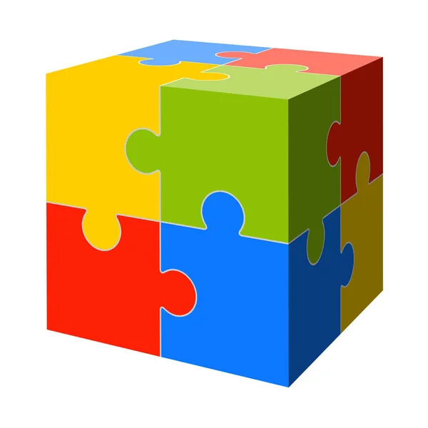 Cubo rompecabezas de color — Vector de stock