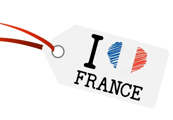 Hangtag avec texte I LOVE FRANCE — Image vectorielle