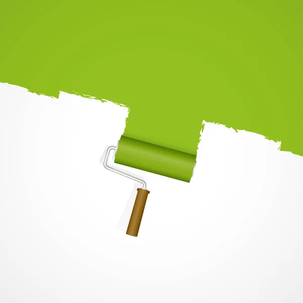Rullo di vernice di sfondo - riverniciatura verde — Vettoriale Stock