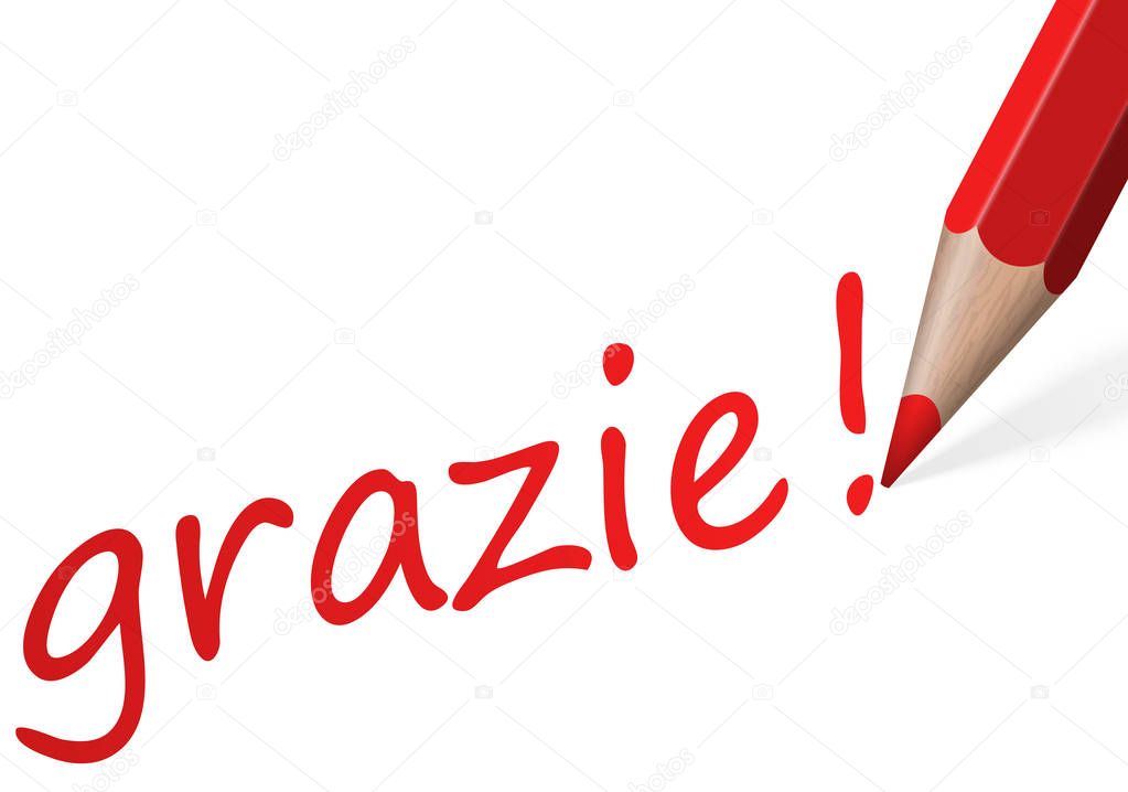 Grazie Per La Vostra Attenzione In Inglese Pen with text grazie! — Stock Vector © opicobello #146145245