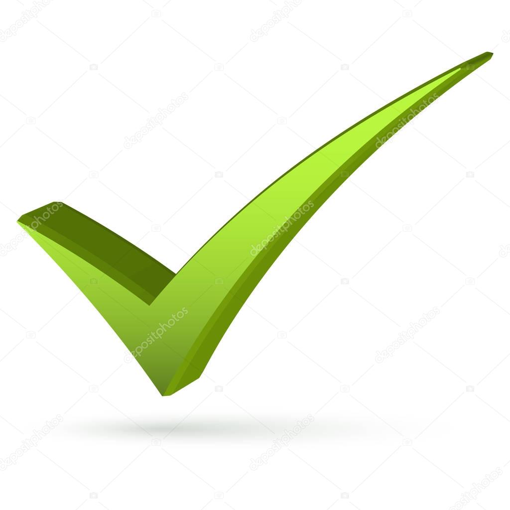 Green check mark in 3D