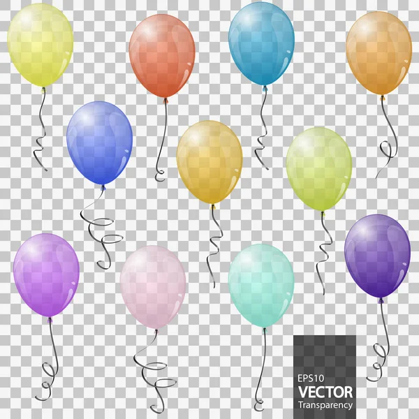 Colored flying balloons with transparency — Stock Vector