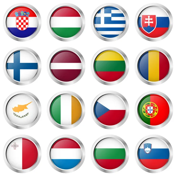 Botones con banderas de país — Vector de stock
