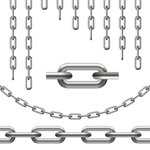 Cadenas curvadas, sin costura y eslabón de cadena — Archivo Imágenes Vectoriales