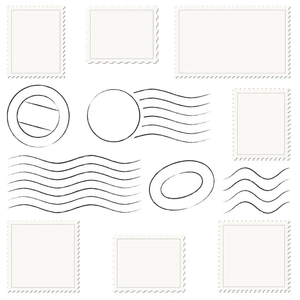 Collection de cachets et timbres postaux — Image vectorielle