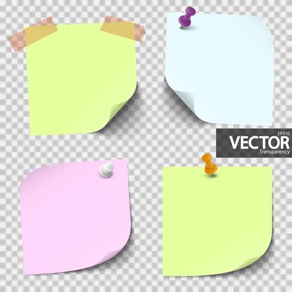 Papeles pegajosos de colores con transparencia vectorial — Vector de stock