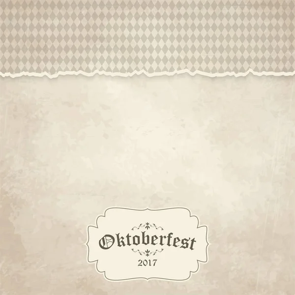 Vintage bakgrund med rutigt mönster för Oktoberfest 2017 — Stock vektor