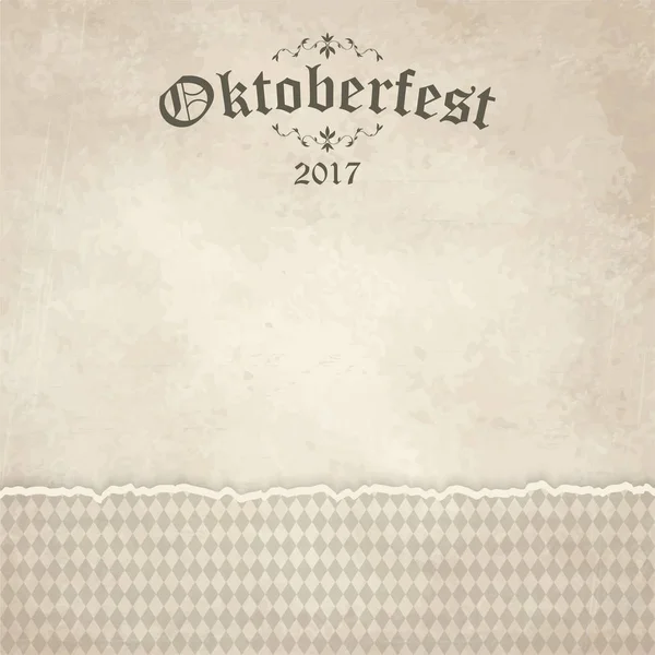 Vintage háttér az Oktoberfest 2017 kockás mintával — Stock Vector