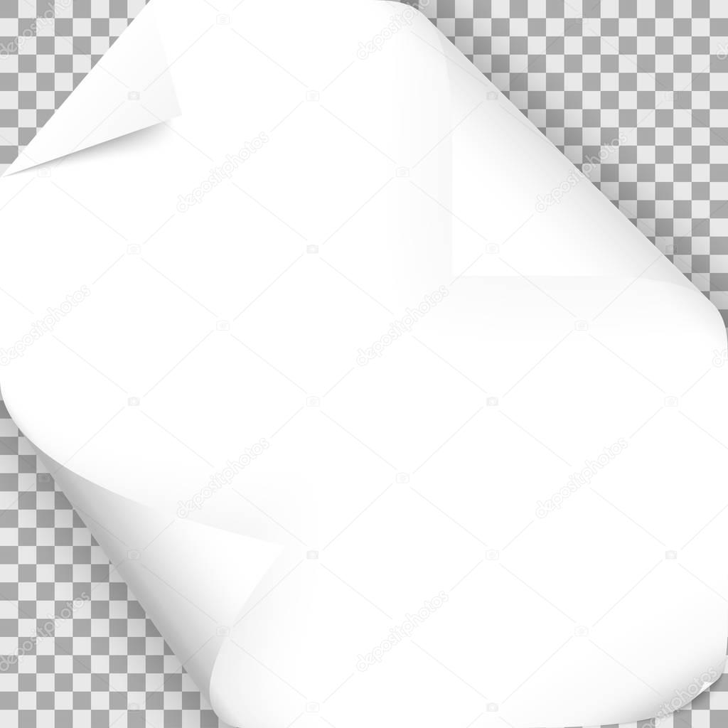 turned over paper corners with transparency in vector