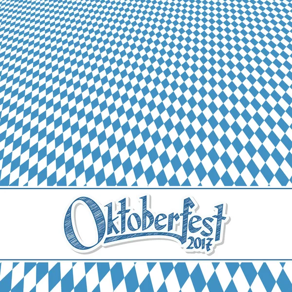 Oktoberfest background with blue-white checkered pattern — Stock Vector