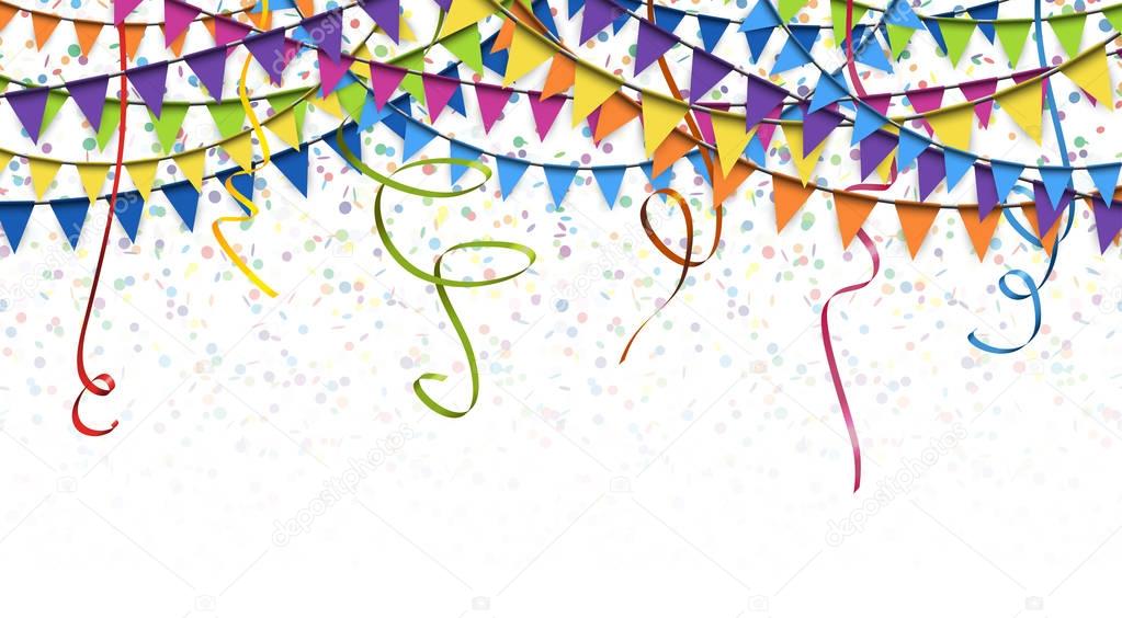 garlands, streamers and confetti background