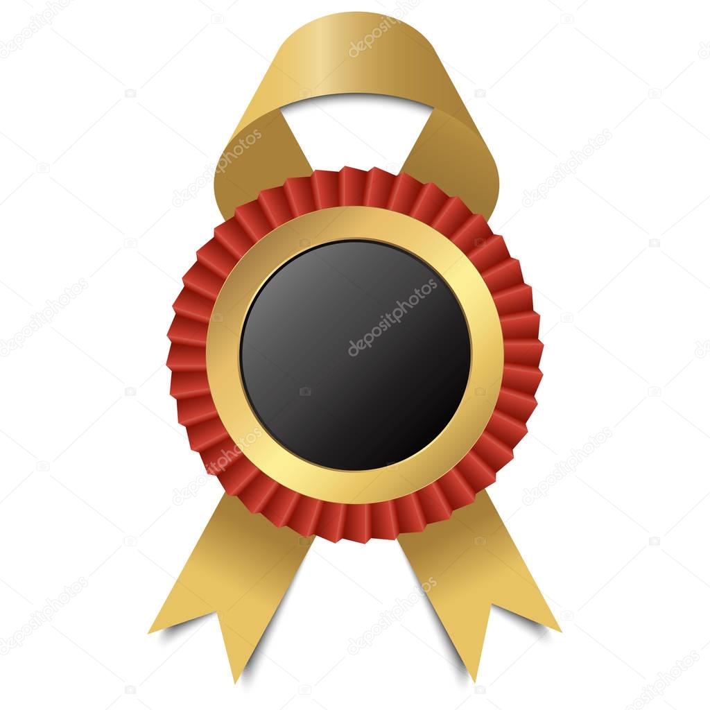 gold button with ribbon
