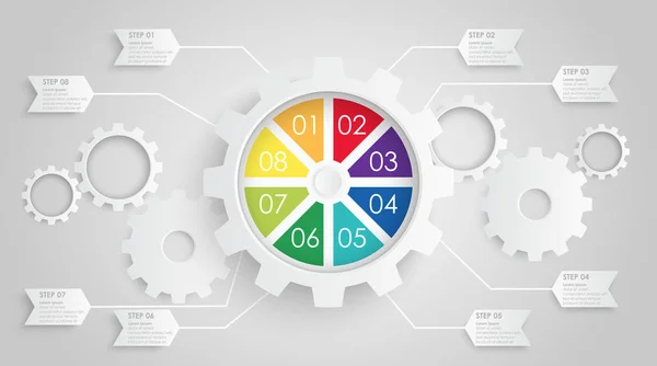 Ingranaggi ruote info grafiche — Vettoriale Stock
