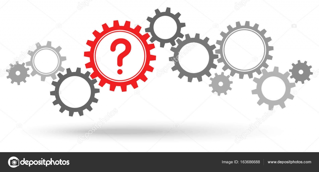 Gray gears with red question mark — Stock Vector © opicobello 163686688