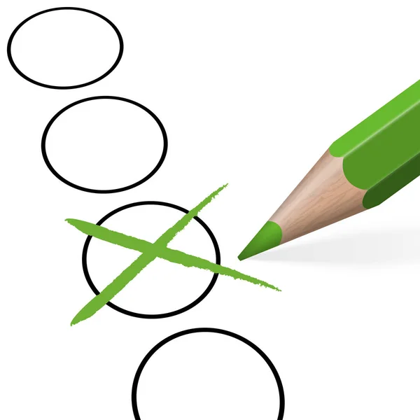 Crayon avec croix verte — Image vectorielle