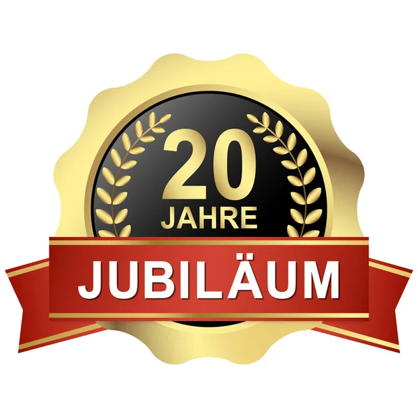 Botón 20 años jubileo (en alemán ) — Archivo Imágenes Vectoriales