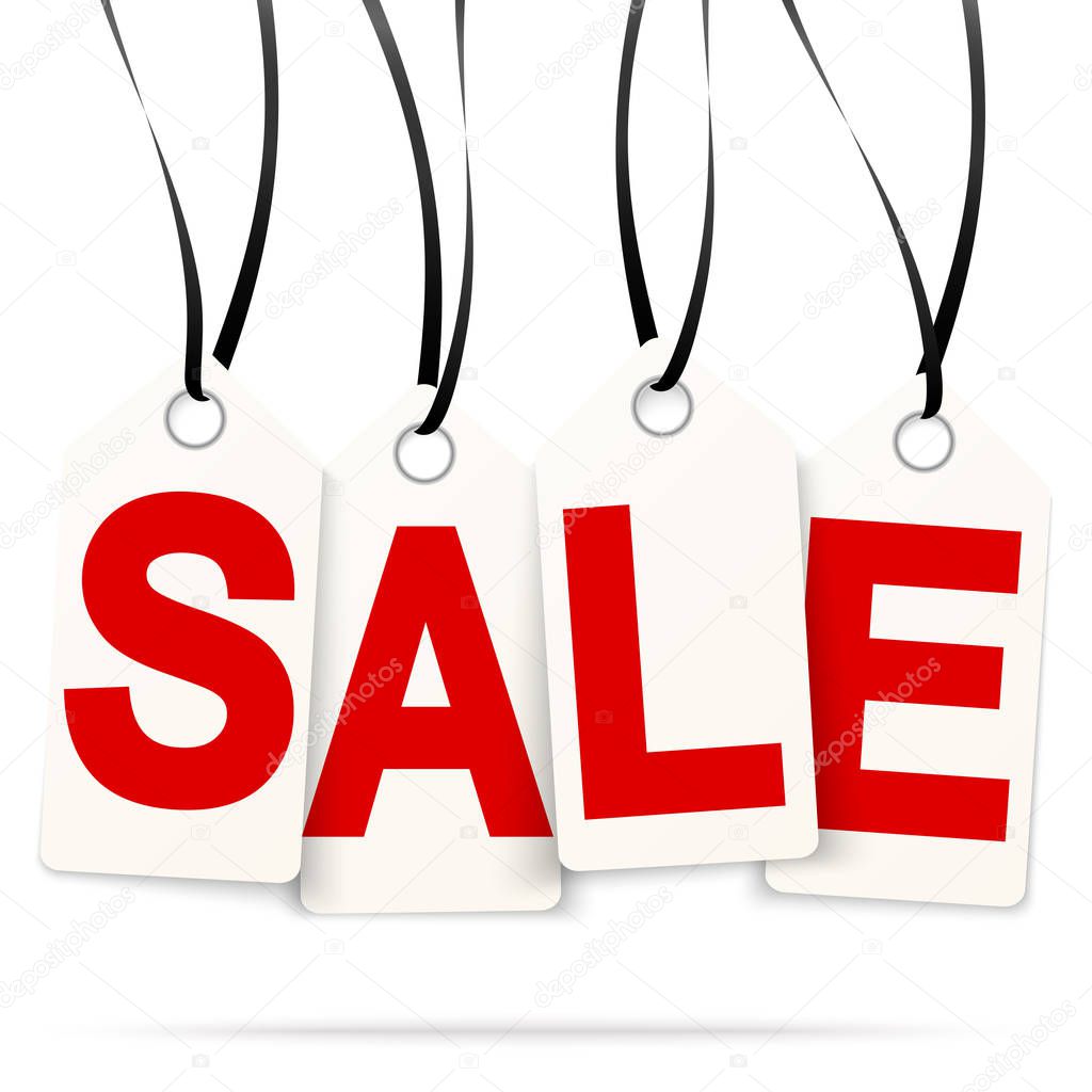 four hangtags with SALE