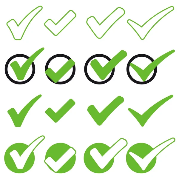 Collection green check marks — Stock Vector