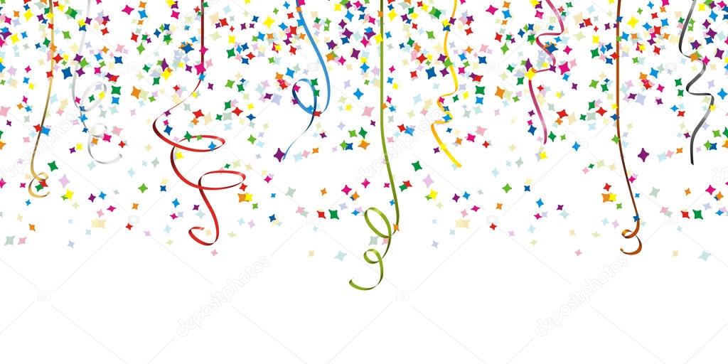 seamless confetti and streamer party background