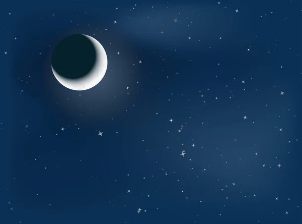 Mond und sternenklare Nacht — Stockvektor