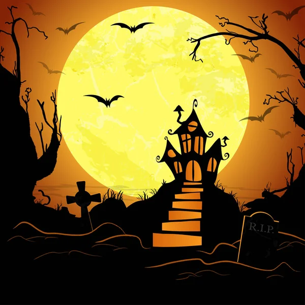 Halloween assustador castelo fundo — Vetor de Stock