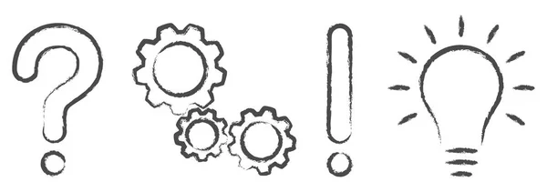 Pertanyaan, analisis, perencanaan, ide - Stok Vektor