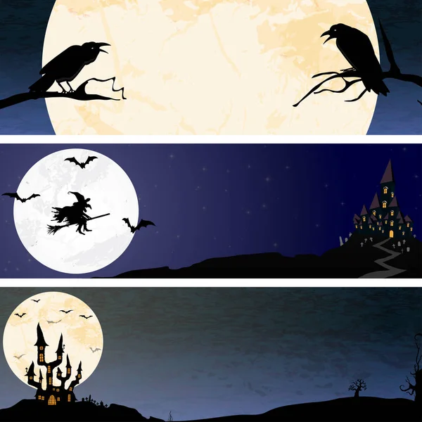 Halloween scary moon banner backgrounds — Stock Vector