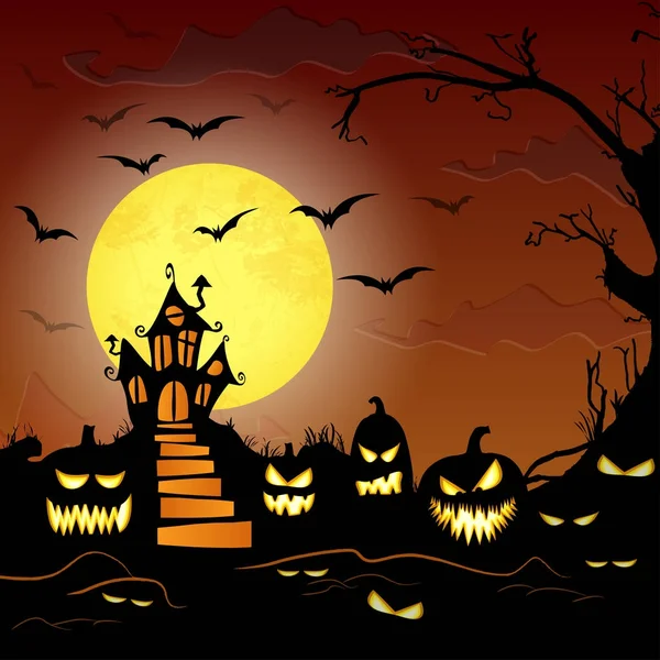 Halloween assustador castelo fundo — Vetor de Stock
