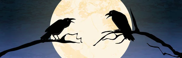可怕的乌鸦背景之间的光环 — 图库矢量图片