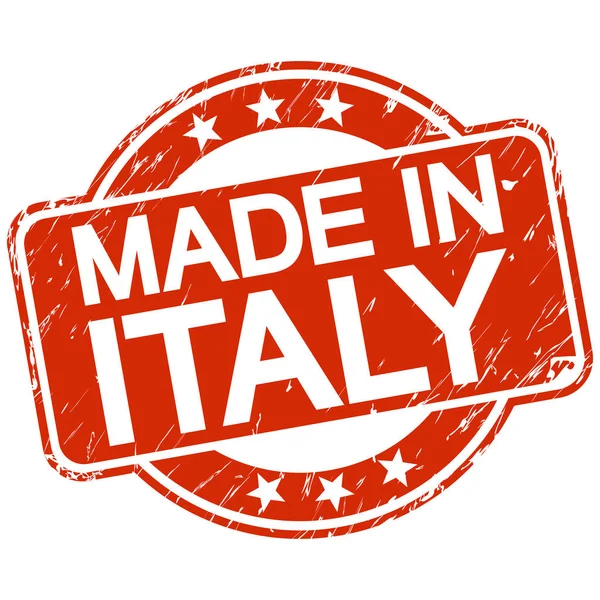 Timbro rosso graffiato made in Italy — Vettoriale Stock