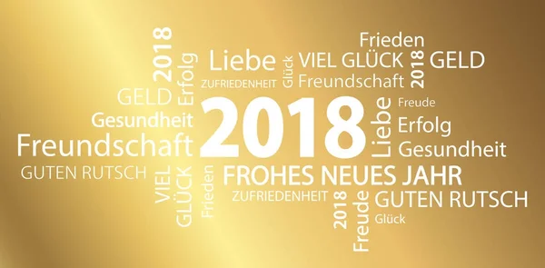 Palabra nube con saludos de año nuevo 2018 — Vector de stock