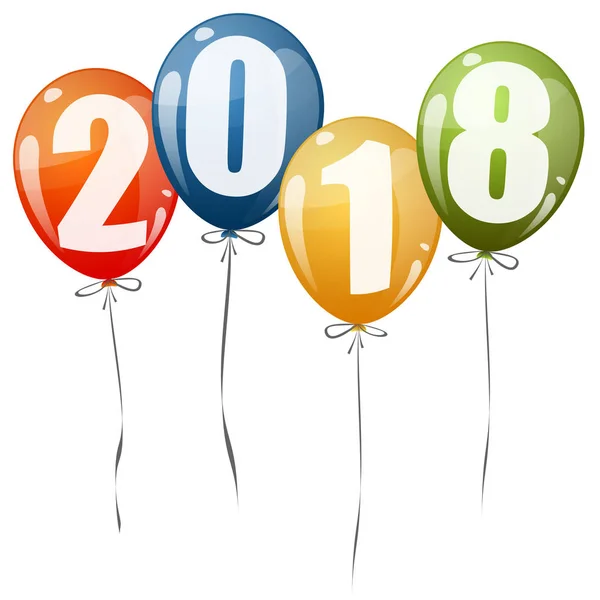 New Year 2018 ballonnen — Stockvector