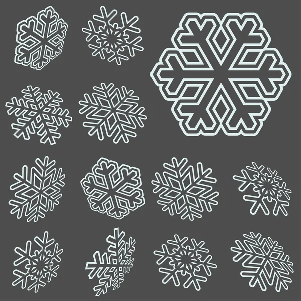 Collection christmas snow flakes — Stock Vector