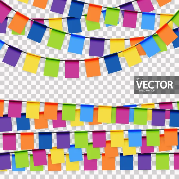 Guirlandes de fête colorées avec transparence vectorielle — Image vectorielle
