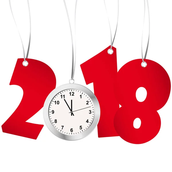 Nuovo anno 2018 numeri e orologio — Vettoriale Stock