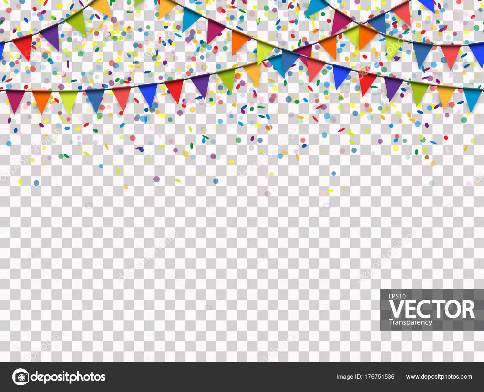 Seamless Garland And Confetti Background With Vector Transparenc Stock Vector Image By C Opicobello