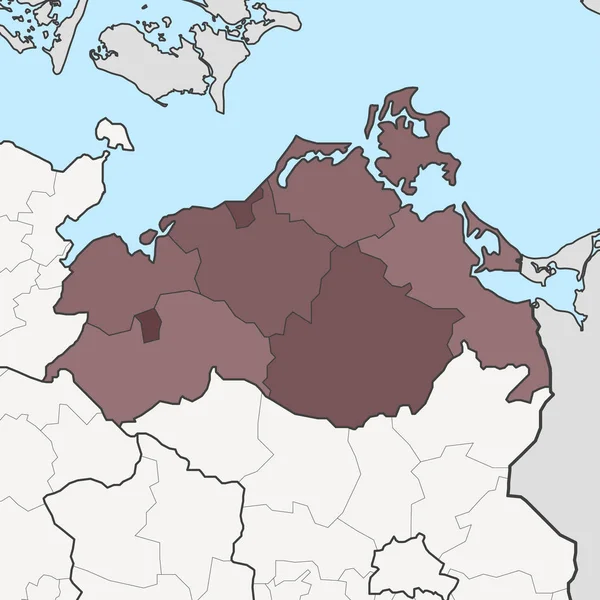 Mapa de Mecklenburg-Vorpommern com estados federais vizinhos — Vetor de Stock