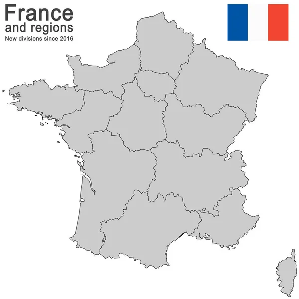 Land Frankrijk en regio's sinds 2016 — Stockvector