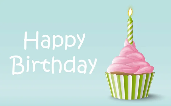 Happy Birthday Cupcake mit Kerze — Stockvektor