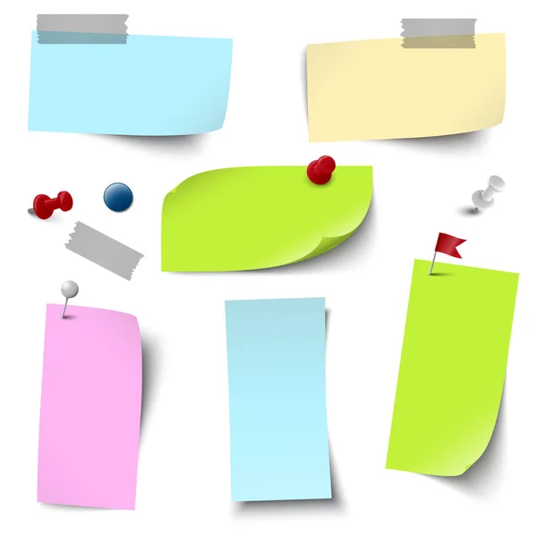 Papeles de colores vacíos con accesorios — Vector de stock