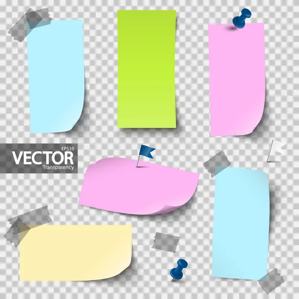 Papeles de colores vacíos con accesorios con transparencia vectorial — Vector de stock