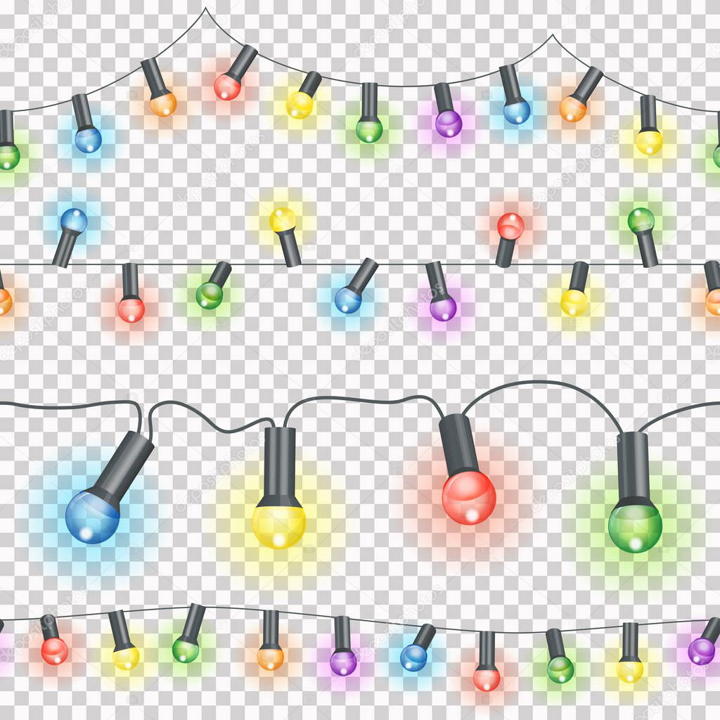 light strings seamless with transparency in vector file